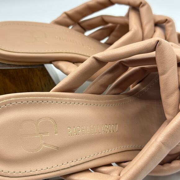 ANTHROPOLOGIE x RAPHAELLA BOOZ Puffy Wooden Block Heel Sandal Nude Blush Sz 6 - Picture 6 of 7